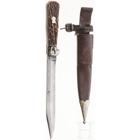 Klappmesser mit Scheide, deutsch, um 1900
