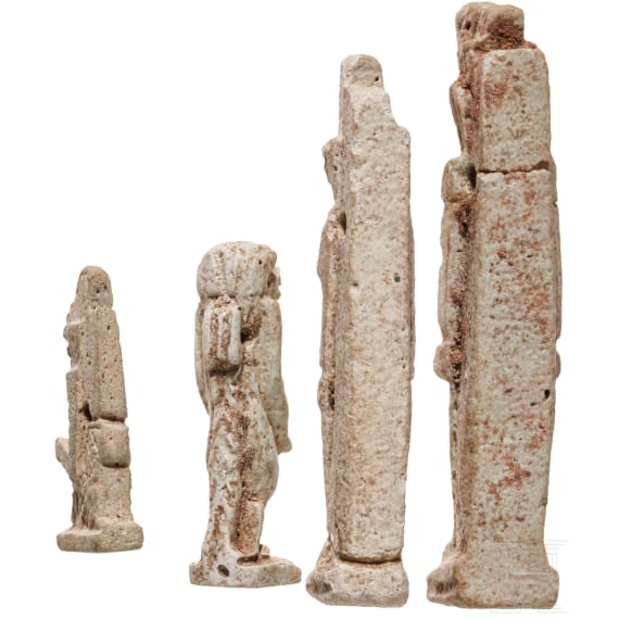Four faience amulets with depictions of deities, Late Period, mid 1st millennium B.C.