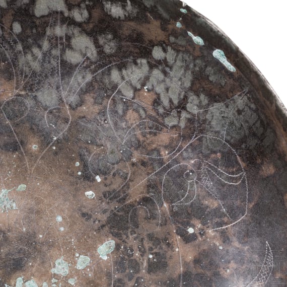 A Sogdian silver bowl with incised floral decoration, 7th - 8th century