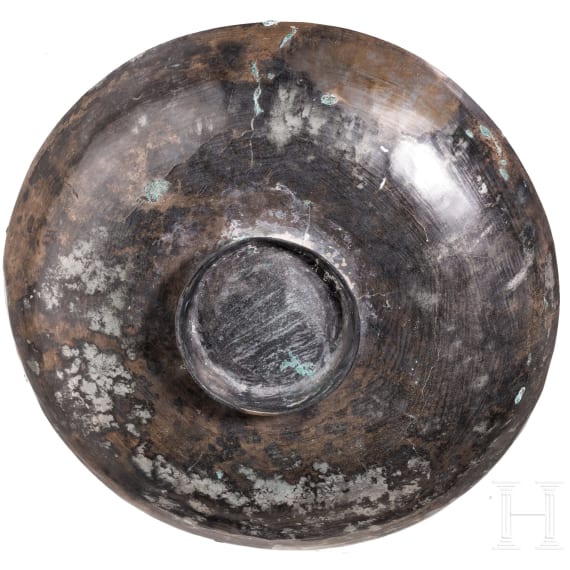 A Sogdian silver bowl with incised floral decoration, 7th - 8th century