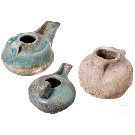 Three Ottoman oil lamps, 13th/14th century