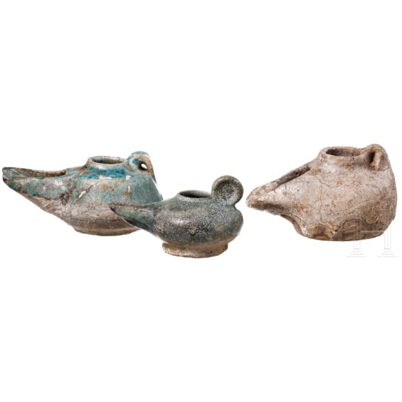 Three Ottoman oil lamps, 13th/14th century