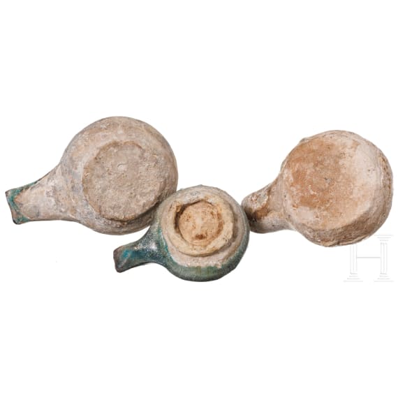 Three Ottoman oil lamps, 13th/14th century