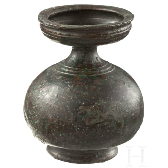 A Greek bronze ointment vessel, Greek, 4th century B.C.
