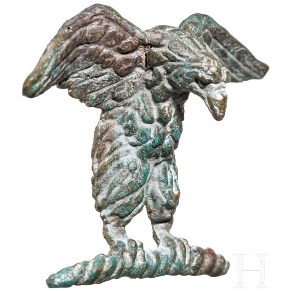 An eagle on a thunderbolt, a Roman bronze appliqu&eacute;, 2nd - 3rd century A.D.