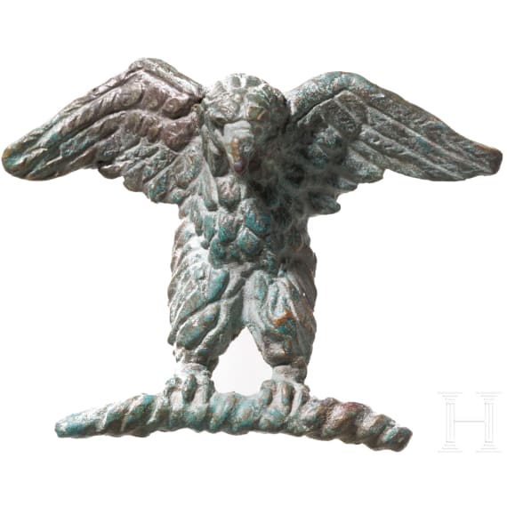 An eagle on a thunderbolt, a Roman bronze appliqu&eacute;, 2nd - 3rd century A.D.