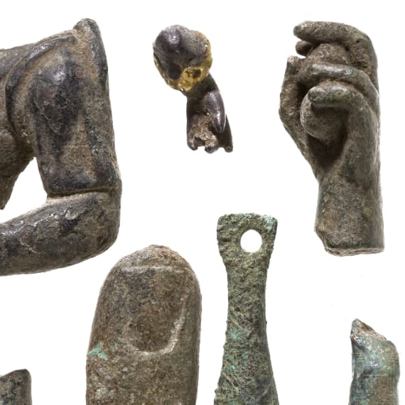 Seven Roman bronze and silver limbs, 1st - 3rd century