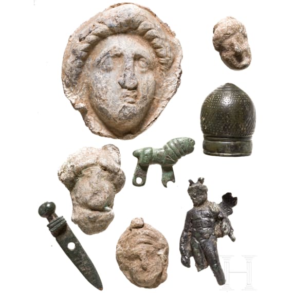 Four bronze and four lead objects, mostly Roman, 2nd - 10th century