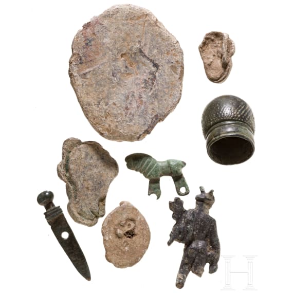 Four bronze and four lead objects, mostly Roman, 2nd - 10th century