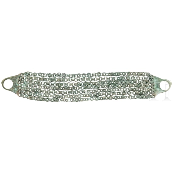 A bronze braid consisting of seven chains and two clasps pairs, Iron Age of South-Eastern Europe, 6th century B.C.