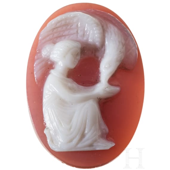 A agate stone cameo with Hebe and the eagle of Zeus, 19th century