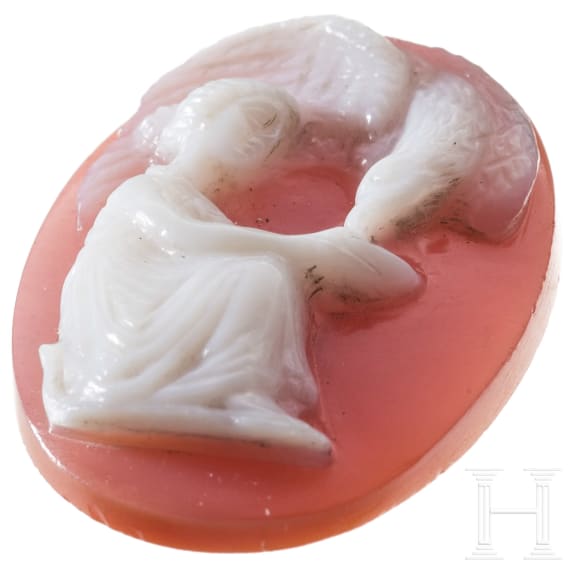 A agate stone cameo with Hebe and the eagle of Zeus, 19th century