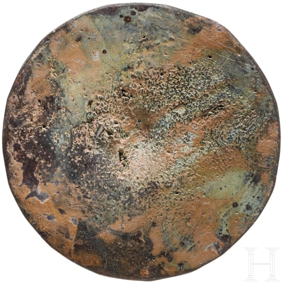 A solid bronze appliqu&eacute; with a central lion head based on an antique model, 19th century