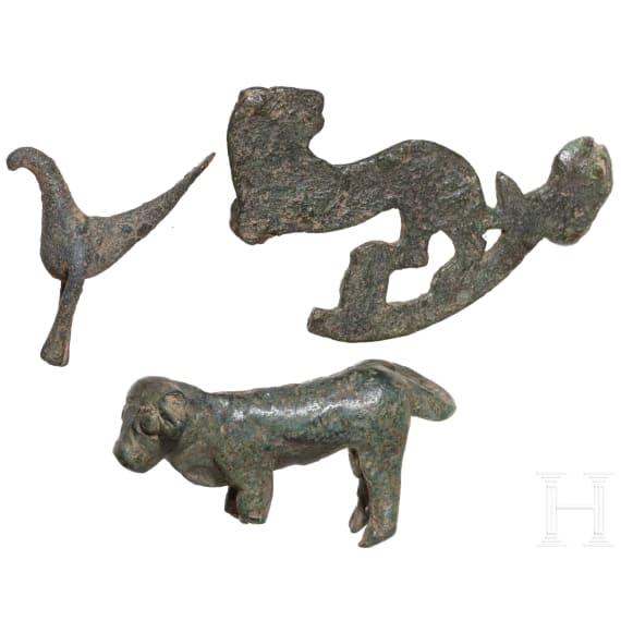Three ancient Greek and Roman bronze animal sculptures, 7th century B.C. - 3rd century A.D.