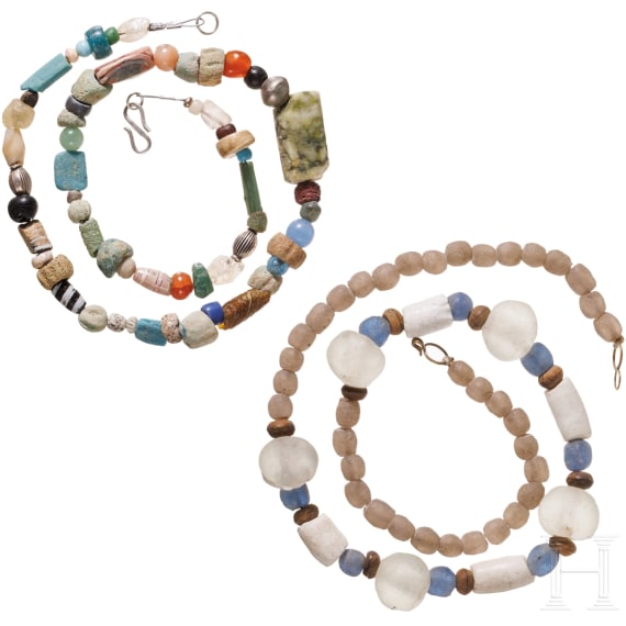 Two modern-strung necklaces with prehistoric and protohistoric beads from the Near East