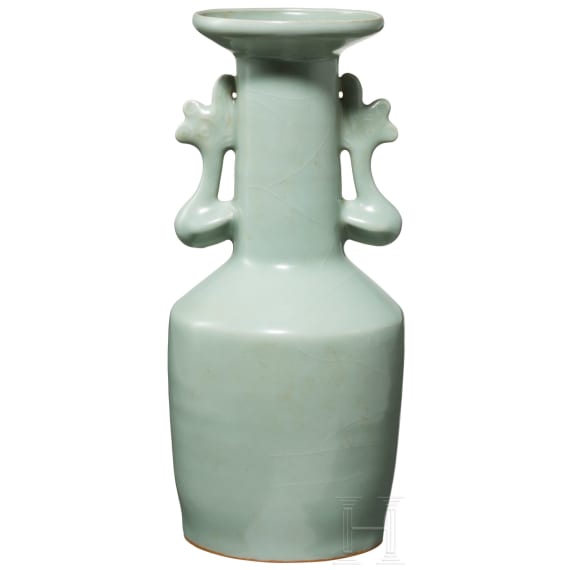 A fine Longquan celadon Kinuta vase in mallet form, probably southern Song Dynasty (1127 - 1279)