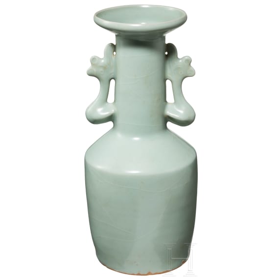 A fine Longquan celadon Kinuta vase in mallet form, probably southern Song Dynasty (1127 - 1279)