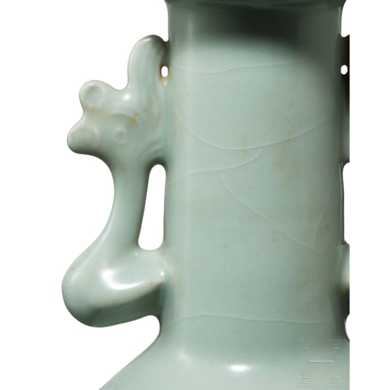 A fine Longquan celadon Kinuta vase in mallet form, probably southern Song Dynasty (1127 - 1279)