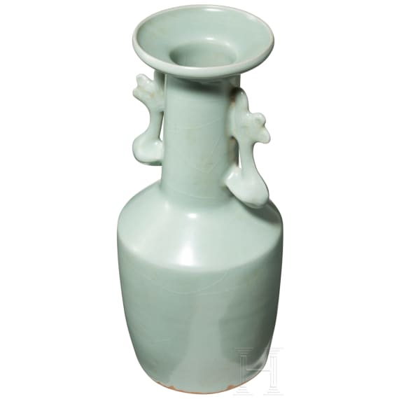 A fine Longquan celadon Kinuta vase in mallet form, probably southern Song Dynasty (1127 - 1279)