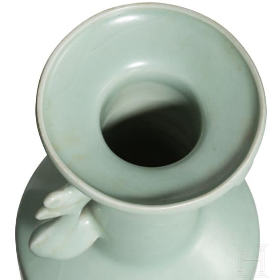 A fine Longquan celadon Kinuta vase in mallet form, probably southern Song Dynasty (1127 - 1279)