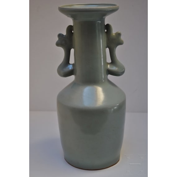 A fine Longquan celadon Kinuta vase in mallet form, probably southern Song Dynasty (1127 - 1279)