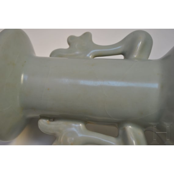 A fine Longquan celadon Kinuta vase in mallet form, probably southern Song Dynasty (1127 - 1279)
