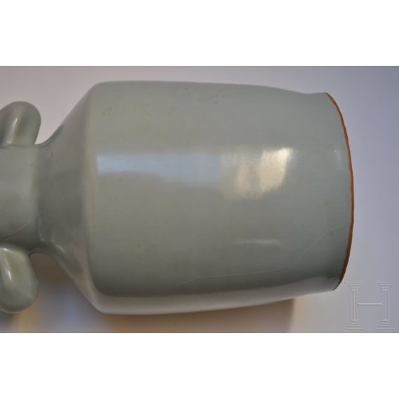 A fine Longquan celadon Kinuta vase in mallet form, probably southern Song Dynasty (1127 - 1279)