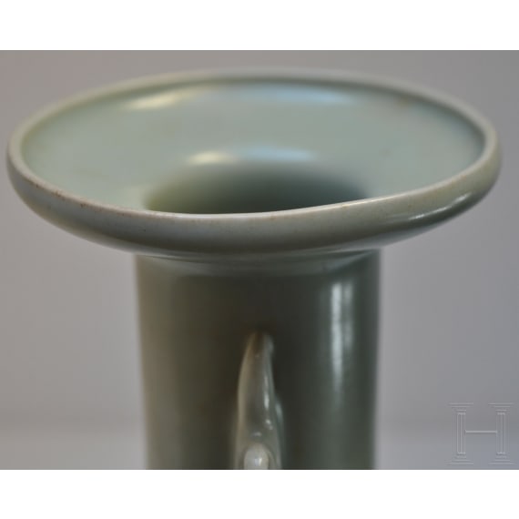 A fine Longquan celadon Kinuta vase in mallet form, probably southern Song Dynasty (1127 - 1279)