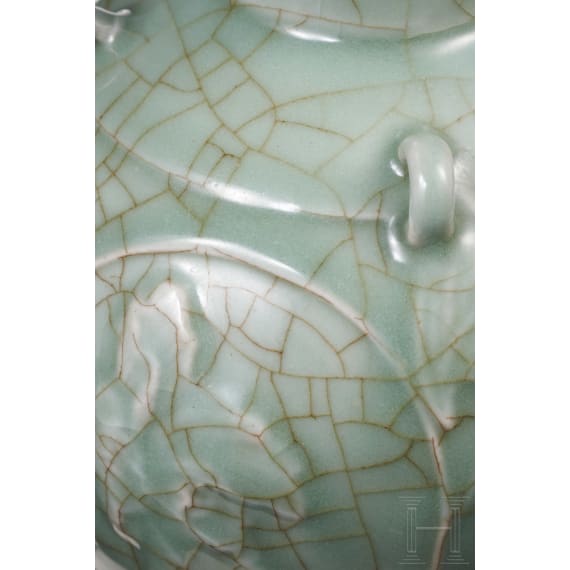 A molded Longquan celadon vase, probably Ming Dynasty