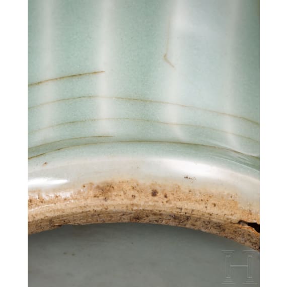 A molded Longquan celadon vase, probably Ming Dynasty