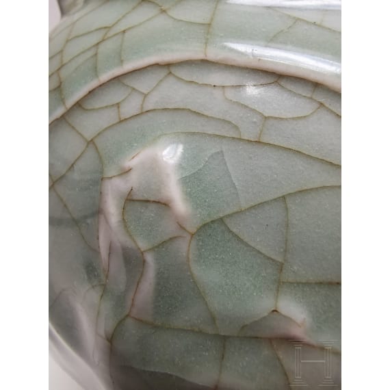 A molded Longquan celadon vase, probably Ming Dynasty