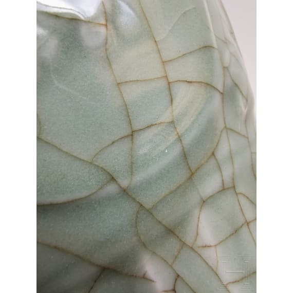 A molded Longquan celadon vase, probably Ming Dynasty