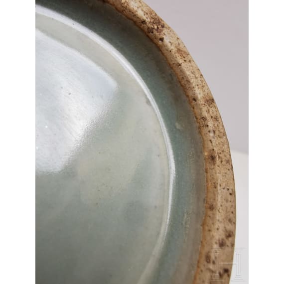 A molded Longquan celadon vase, probably Ming Dynasty