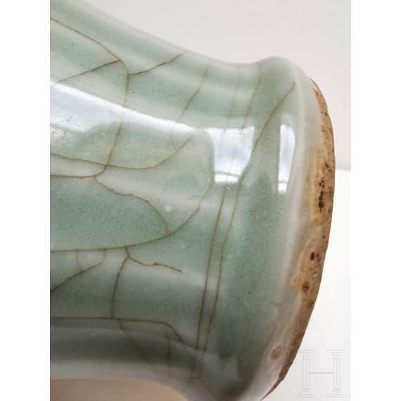 A molded Longquan celadon vase, probably Ming Dynasty