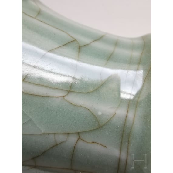 A molded Longquan celadon vase, probably Ming Dynasty