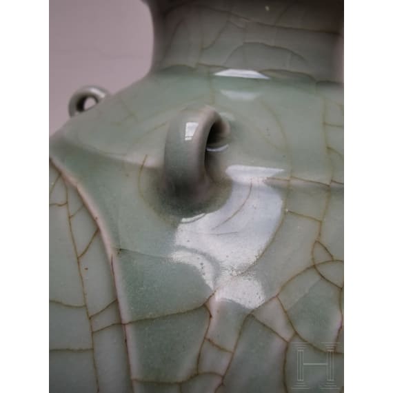 A molded Longquan celadon vase, probably Ming Dynasty