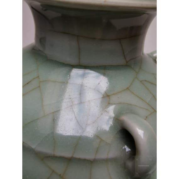 A molded Longquan celadon vase, probably Ming Dynasty