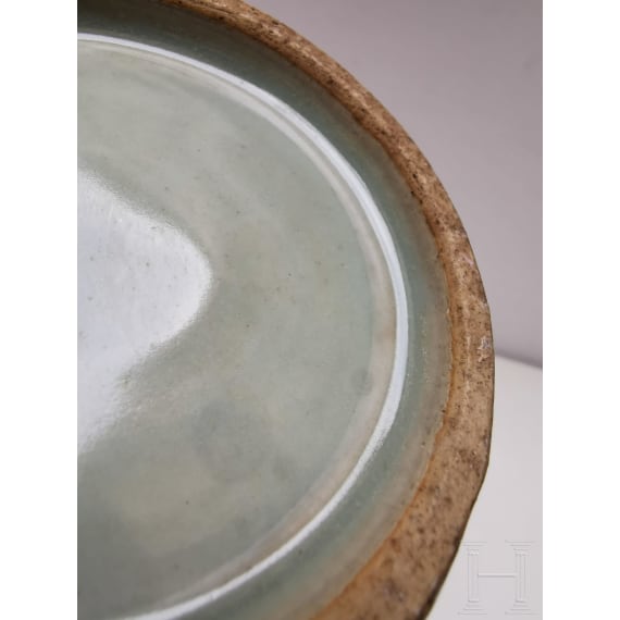 A molded Longquan celadon vase, probably Ming Dynasty