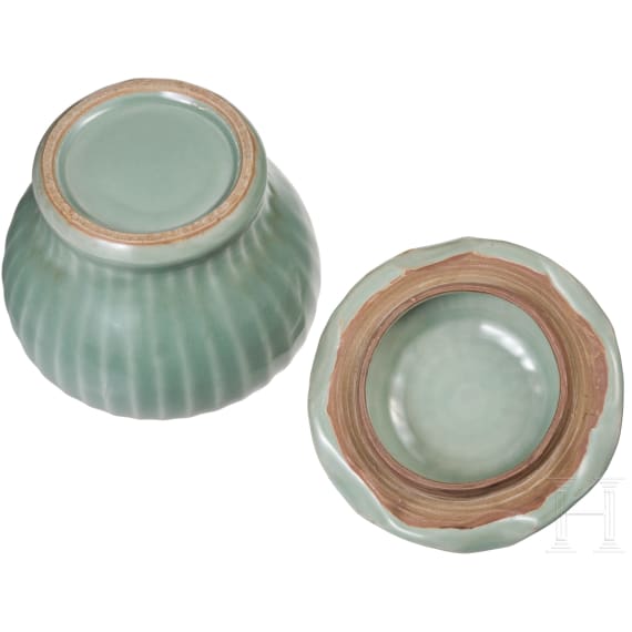 A Chinese Longquan-celadon lotus jar, probably Ming Dynasty