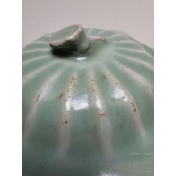 A Chinese Longquan-celadon lotus jar, probably Ming Dynasty