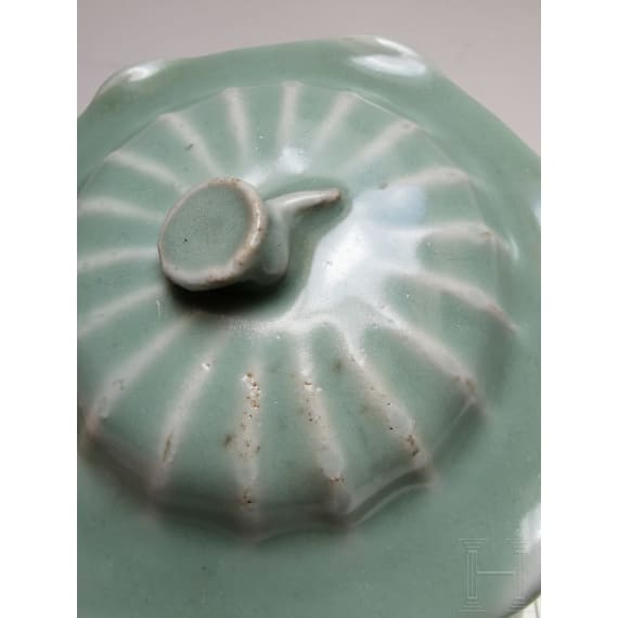 A Chinese Longquan-celadon lotus jar, probably Ming Dynasty