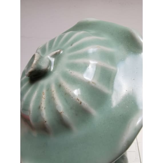 A Chinese Longquan-celadon lotus jar, probably Ming Dynasty