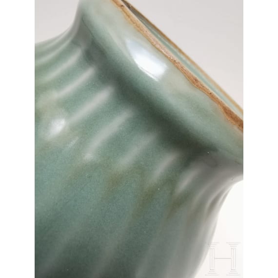 A Chinese Longquan-celadon lotus jar, probably Ming Dynasty