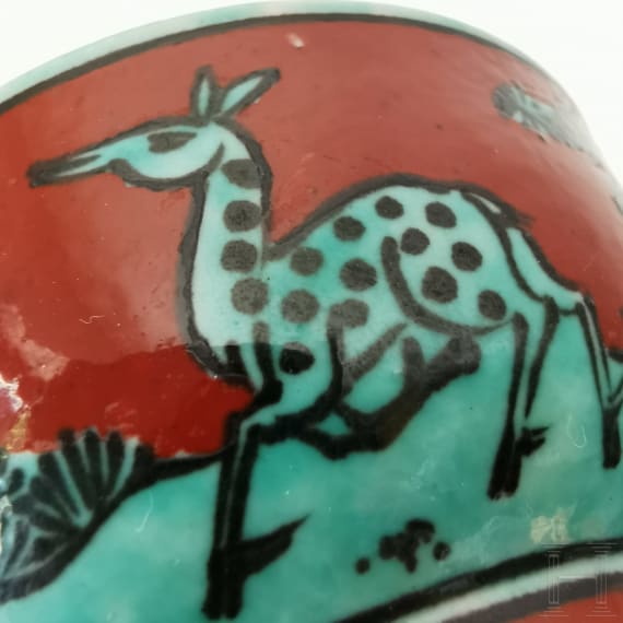 A Chinese red and green glazed cup with Longqing six-character mark, probably 19th century