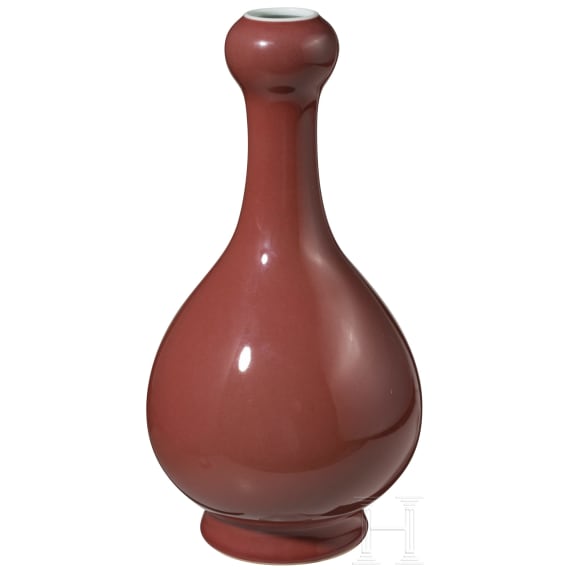 A Chinese copper-red garlic-mouth vase, 20th century