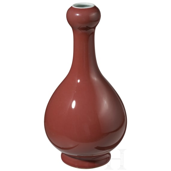 A Chinese copper-red garlic-mouth vase, 20th century