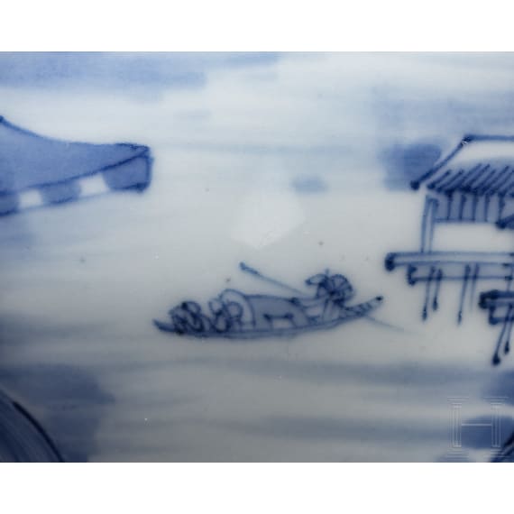 A Chinese blue and white glazed vase with lake and landscape, probably Kangxi period (18th century)
