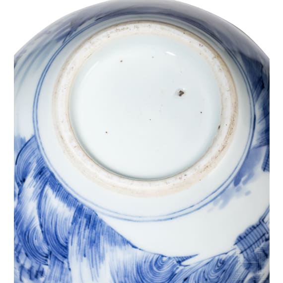 A Chinese blue and white glazed vase with lake and landscape, probably Kangxi period (18th century)