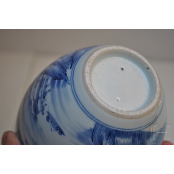 A Chinese blue and white glazed vase with lake and landscape, probably Kangxi period (18th century)