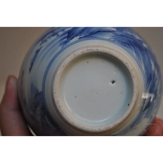 A Chinese blue and white glazed vase with lake and landscape, probably Kangxi period (18th century)